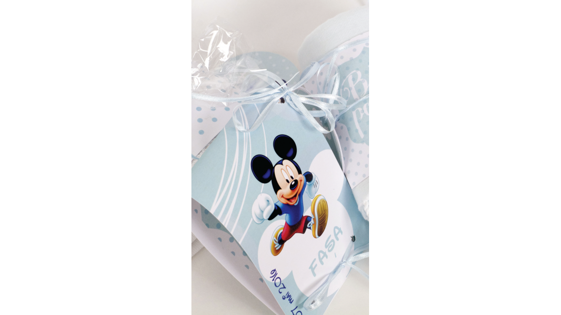 Trusou de botez brodat pentru baieti cu Mickey Mouse, Little man 2